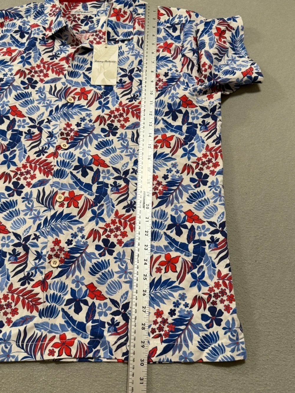 Tommy Bahama Set 100% Silk Shirt Swim Trunks Floral Red White Blue Hawaiian L/XL - Picture 4 of 13